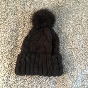 Black H&M Pom-Pom Knitted Winter Hat - OS